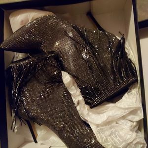 INC size 7 high heel fringe glitter boots!